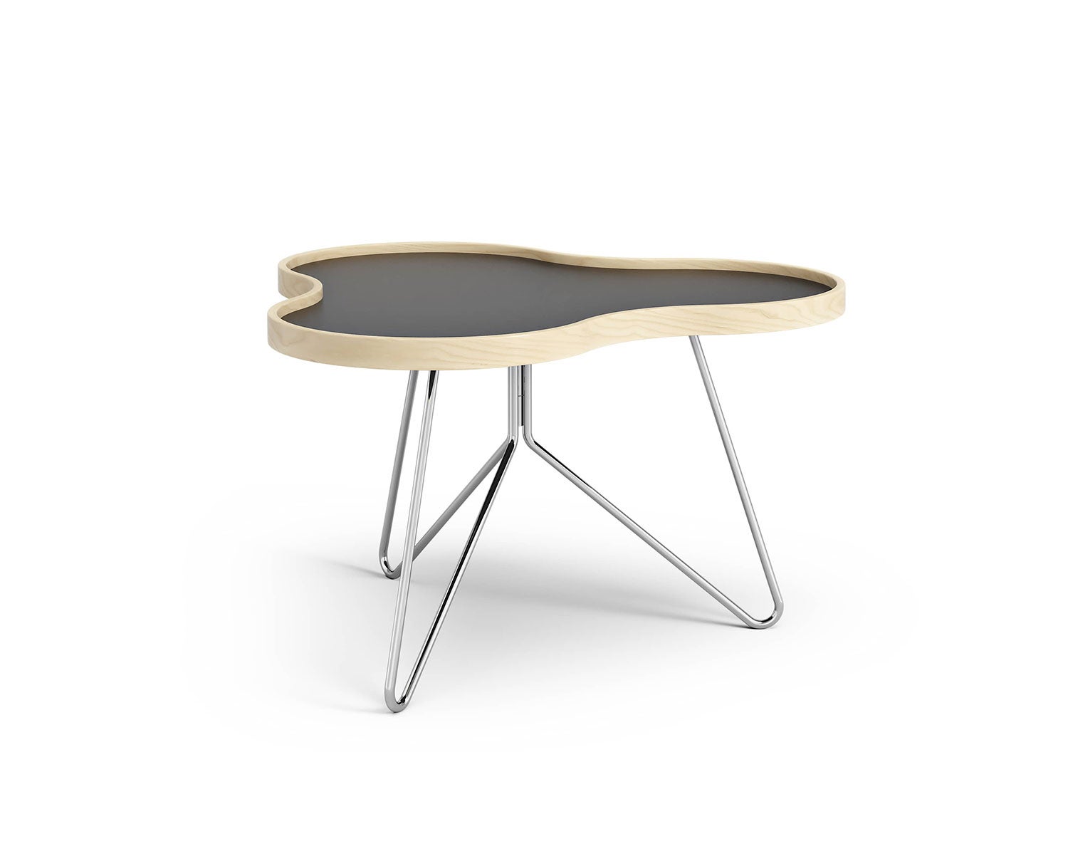 Flower-Table-66x62-Black-Laminate-Birch-Chrome-Metal-H39