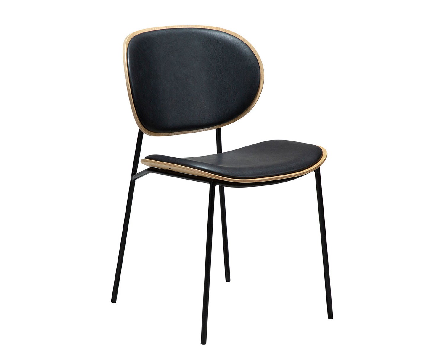 Clementina-Stol-Svart-PU-Whitewash-Ek