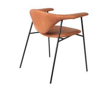 Masculo_DiningChair_4-Leg_FullyUpholstered_Black_SorensenLeather_Dunes-Rust-21002_B3Q-side