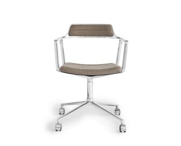 Vipp-452-Swivel-Chair-Aluminium-Dark-Sand-Castors