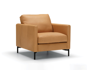 Sits Impulse lænestol i læder aniline 1 Latte med sorte metalben