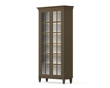 Stockholm Vitrineskab med to døre og glassider i udførelsen Mocha