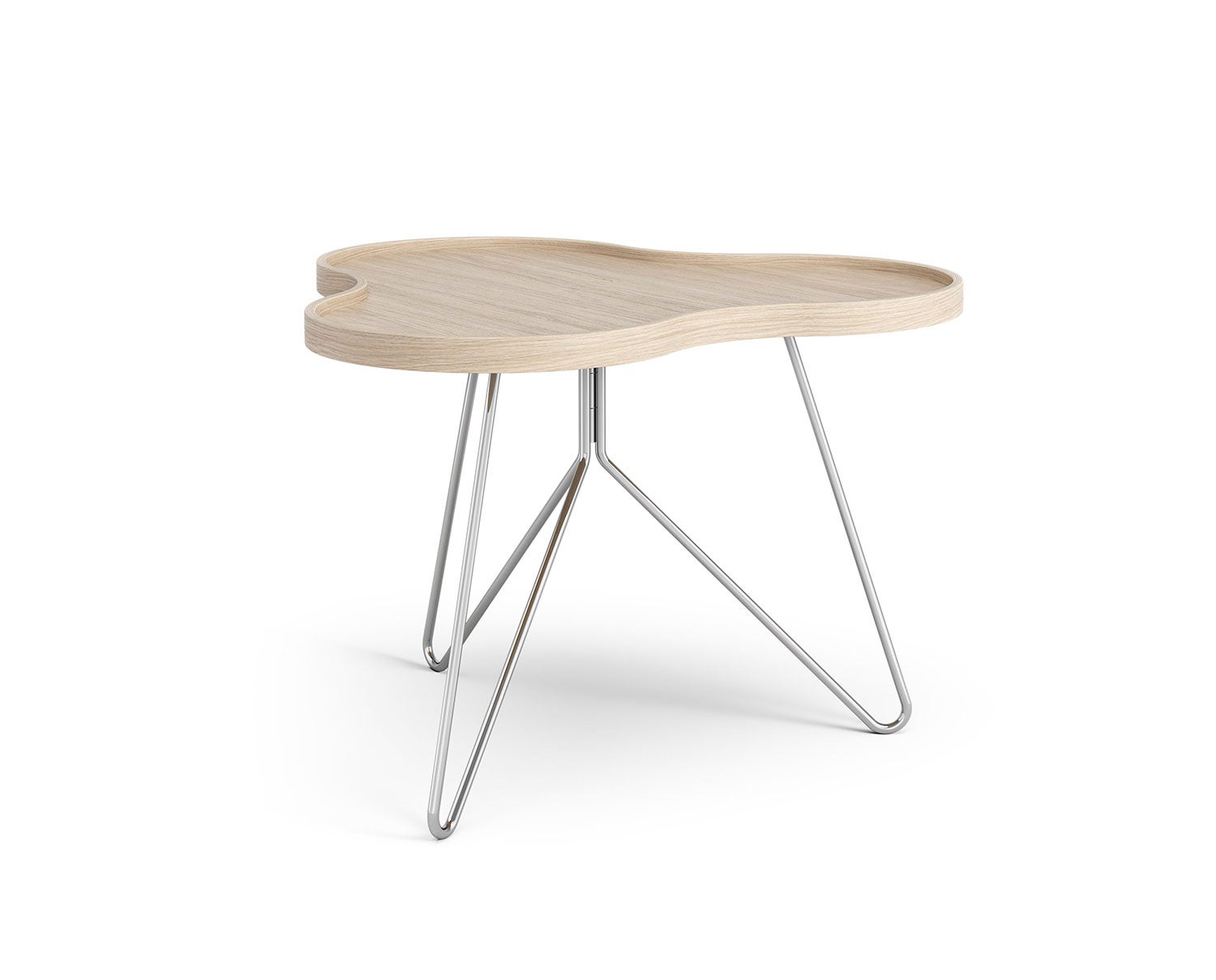 Flower-Mono-Table-66x62-Whitepigmented-Oak-Chrome-Metal-H45