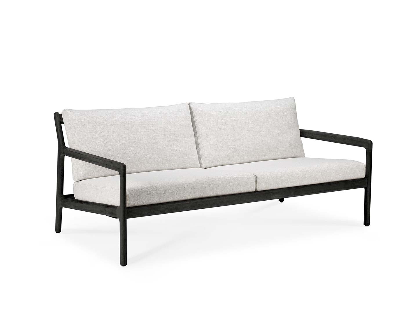 Jack udendørssofa til din terrasse! Lavet af sortbejdset teaktræ med hynder i Offwhite fra Ethnicraft.