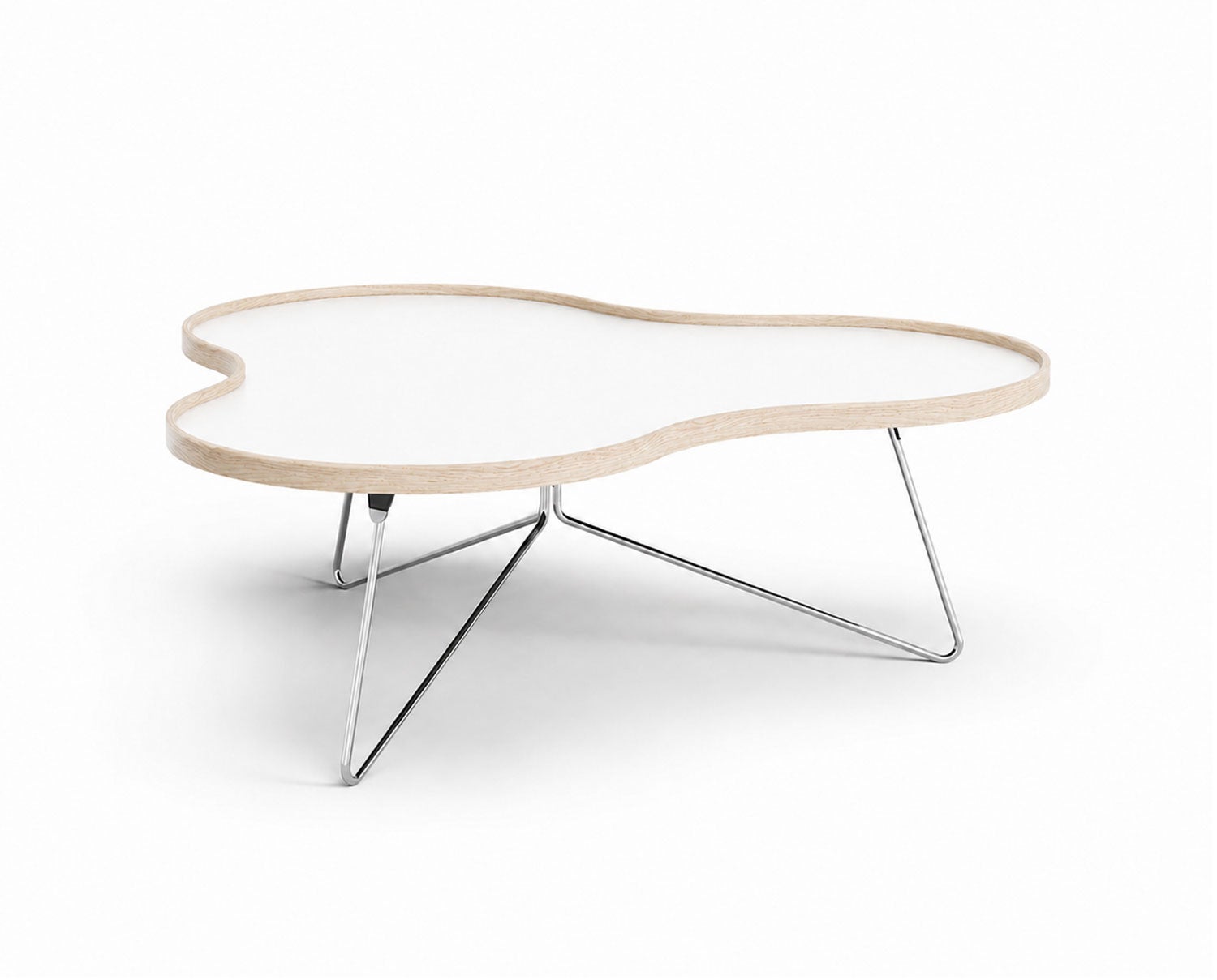 Flower-Table-114x107-White-Laminate-White-Oak-Chrome-Metal-H39
