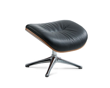 Clement Fodskammel med finér i læderet Savoy i farven Black Platin med ben i poleret aluminium