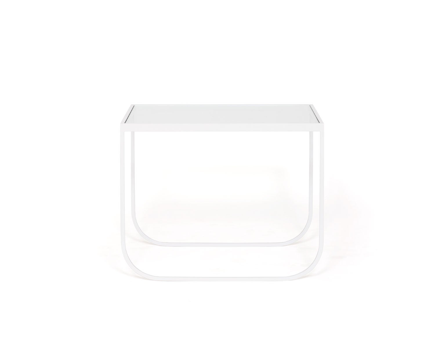 Tati loungebord i bredden 65 i farven Hvid med plade i lakeret glas