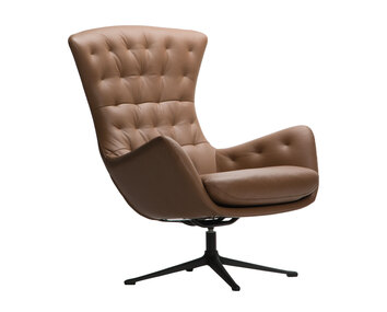 Sini Lænestol i læderet Savoy Cognac Brown med ben i sort aluminium