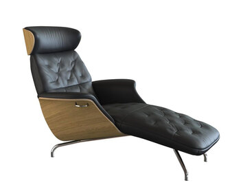 Volden Chaiselong med finérsider i læderet Savoy Platin Black