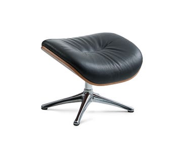 Clement Fodskammel med finér i læderet Savoy i farven Black Platin med ben i poleret aluminium