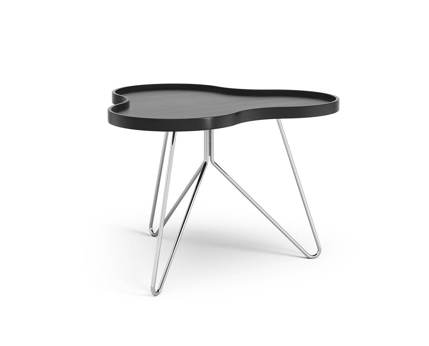 Flower-Mono-Table-66x62-Black-Ash-Chrome-Metal-H45