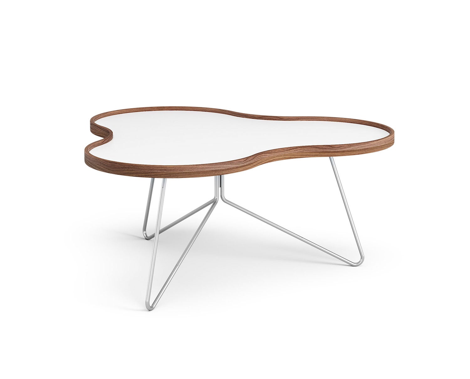 Flower-Table-90x84-White-Laminate-Walnut-Chrome-Metal-H39