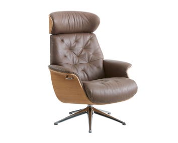 Volden Lænestol med finérsider med ben i poleret aluminium