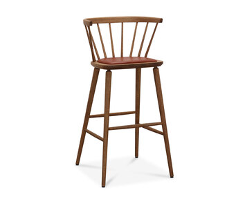 Florida Barstol i mørkpigmenteret olieret eg med sæde i Tärnsjö Læder i farven Cognac