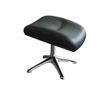 More Fodskammel i læderet Savoy Platin Black med ben i poleret aluminium