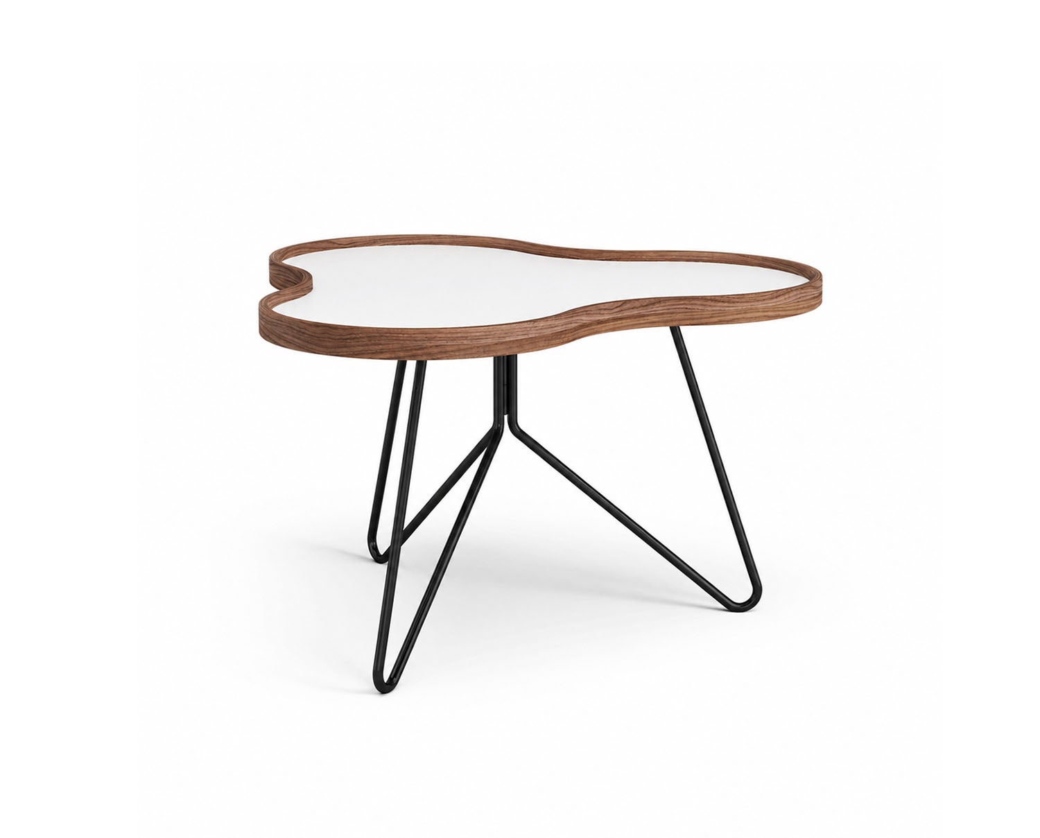 Flower-Table-66x62-White-Laminate-Walnut-Black-Metal-H39