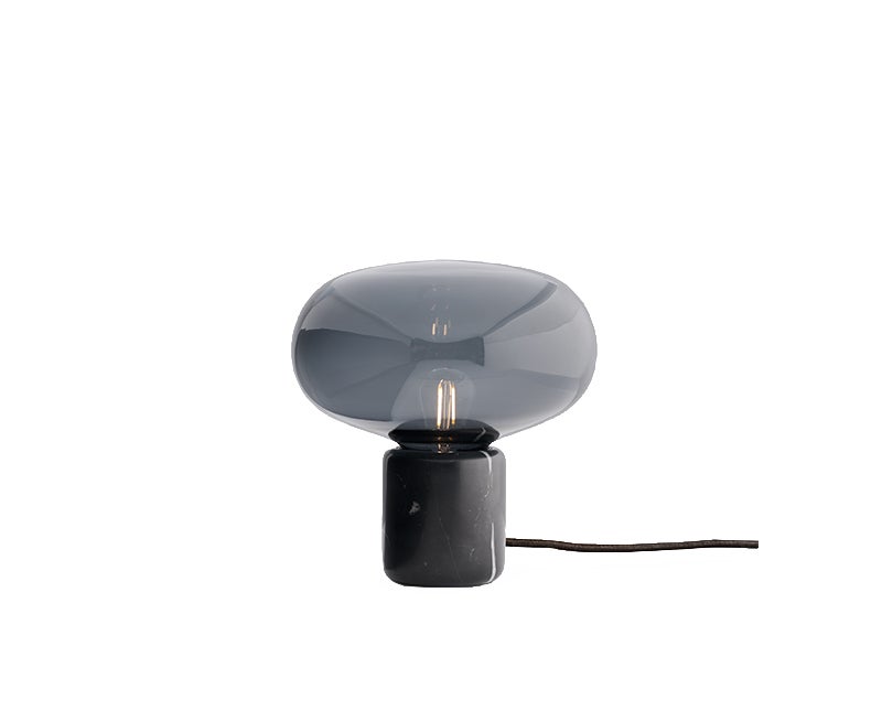 Karl-Johan-Bordslampa-Smoked-Glass-Black-Marquina-Grey-Background