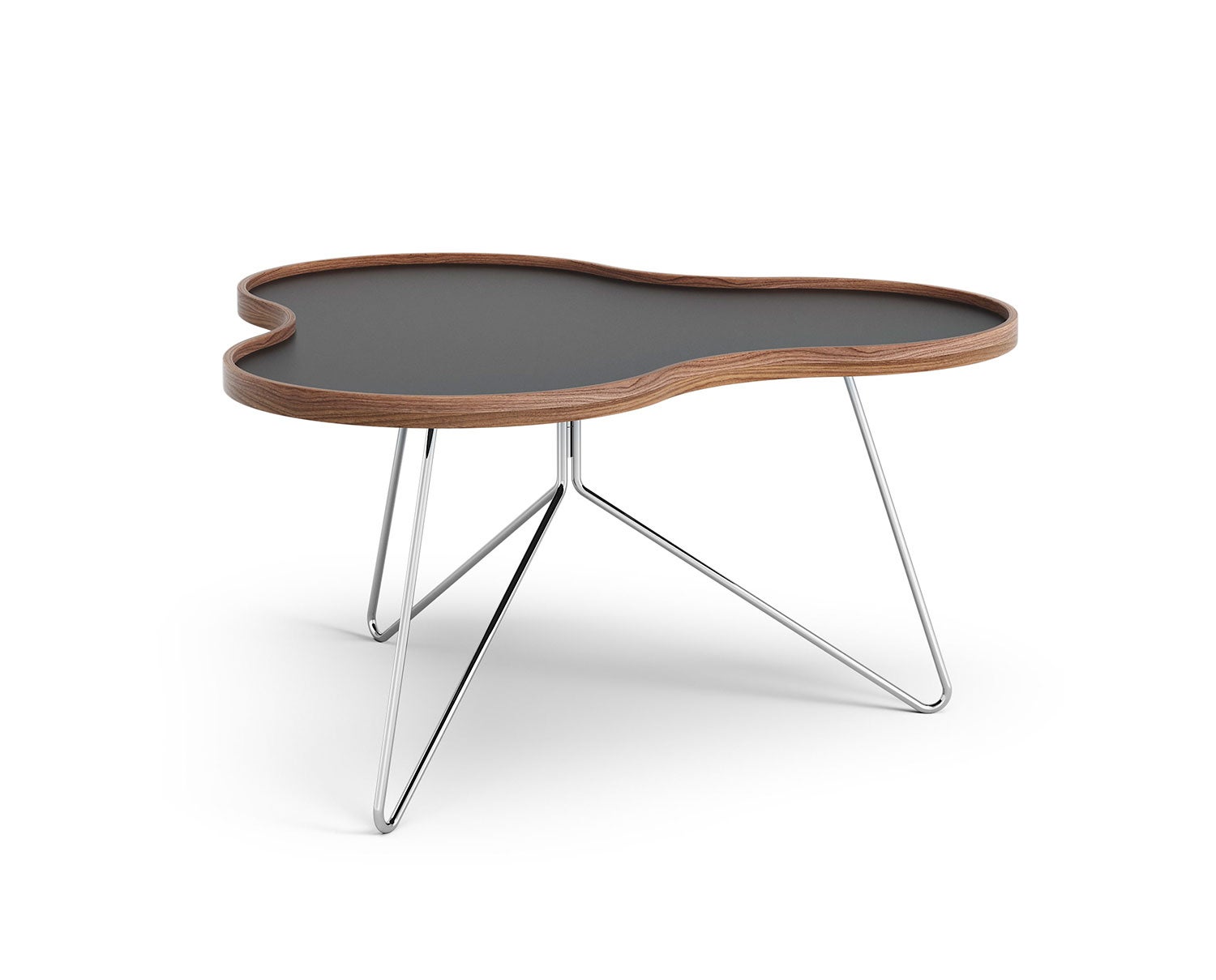 Flower-Table-90x84-Black-Laminate-Walnut-Chrome-Metal-H45