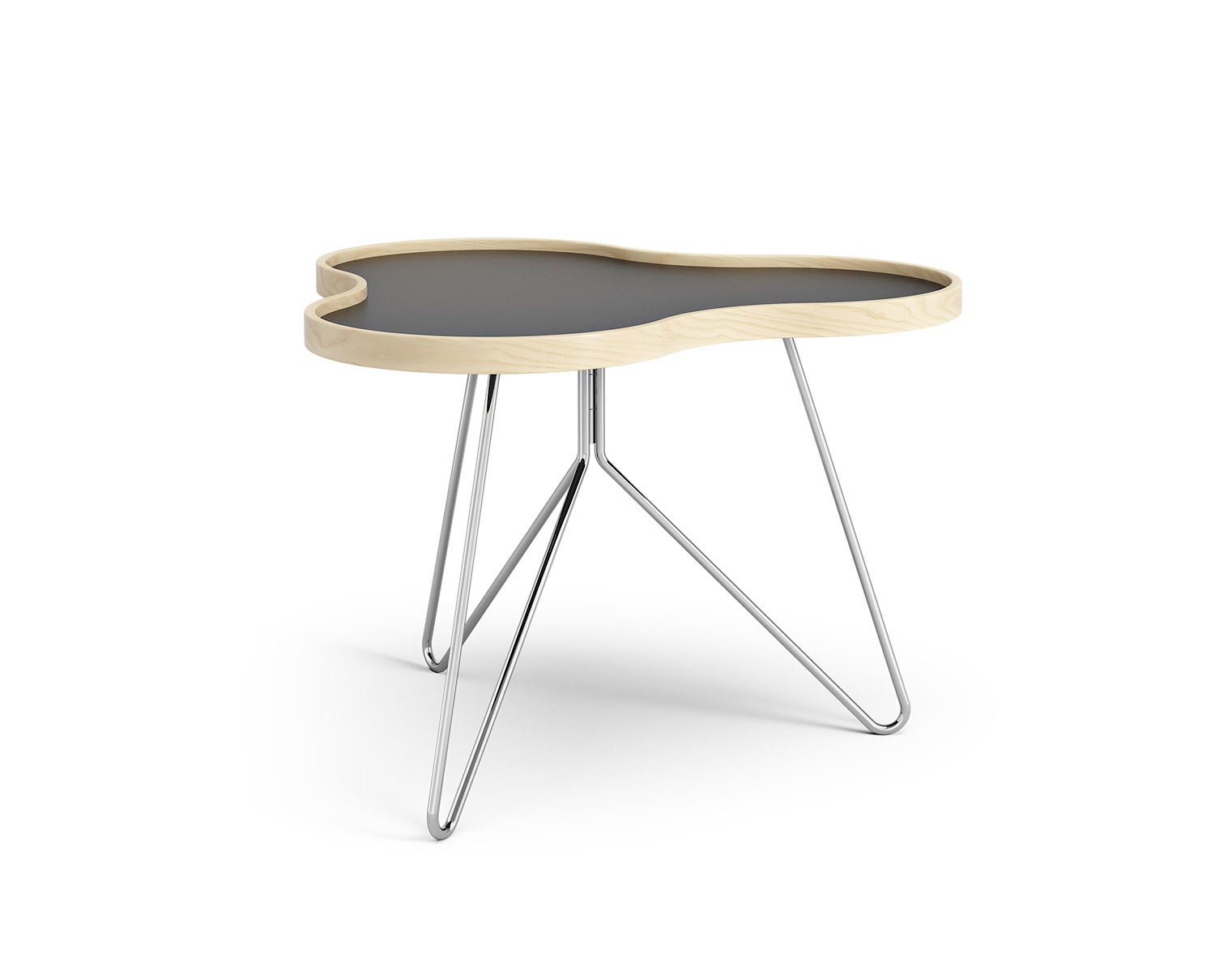 Flower-Table-66x62-Black-Laminate-Birch-Chrome-Metal-H45