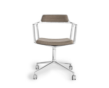 Vipp-452-Swivel-Chair-Aluminium-Dark-Sand-Castors