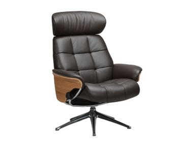 Skagen Lænestol med finérsider i læderet Savoy Platin Black med ben i poleret aluminium