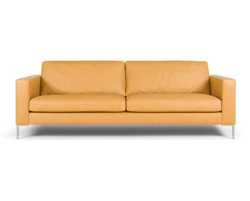 Sits Impulse 3-personers sofa i læder med vinklede metalben i børstet aluminium