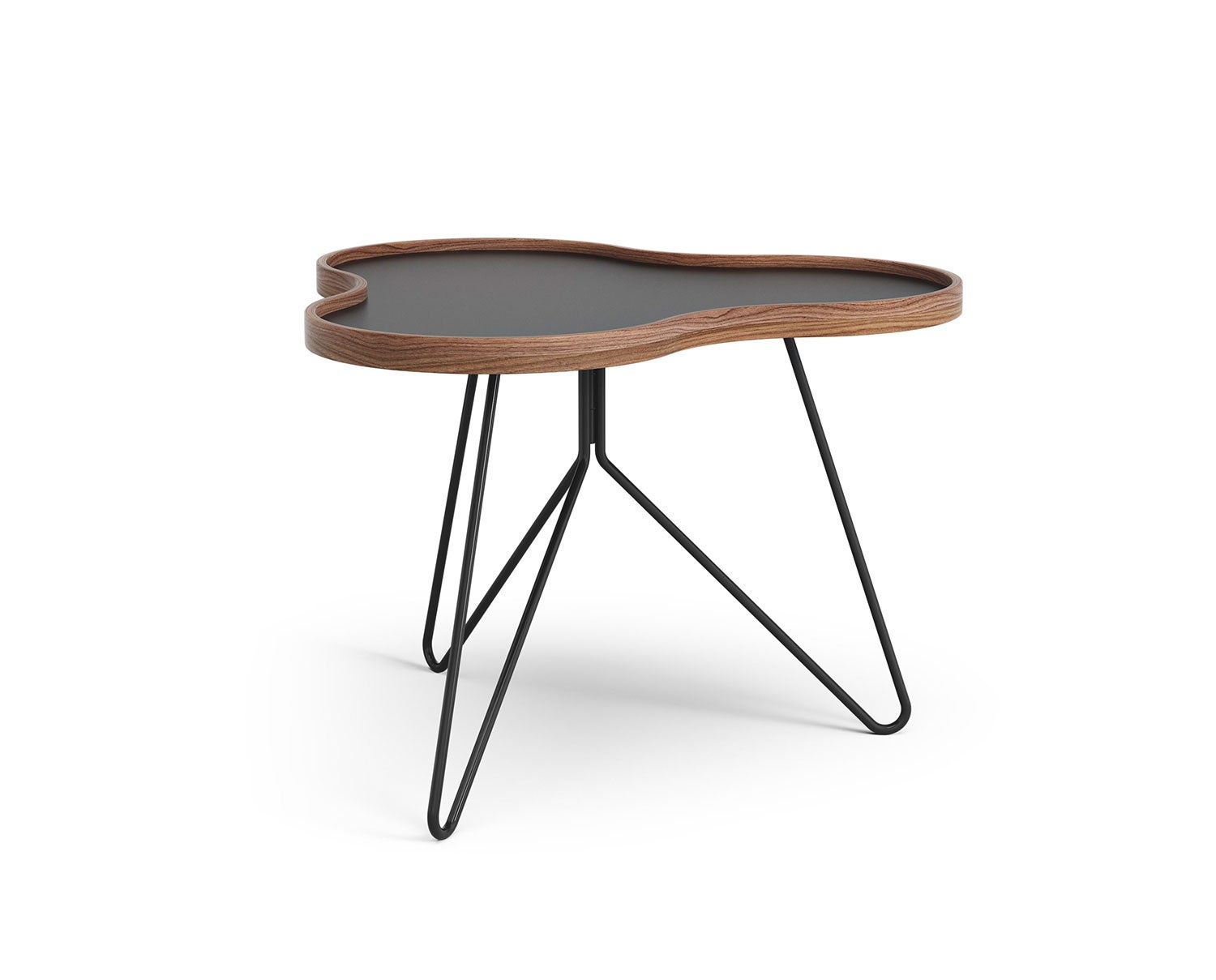 Flower-Table-66x62-Black-Laminate-Walnut-Black-Metal-H45